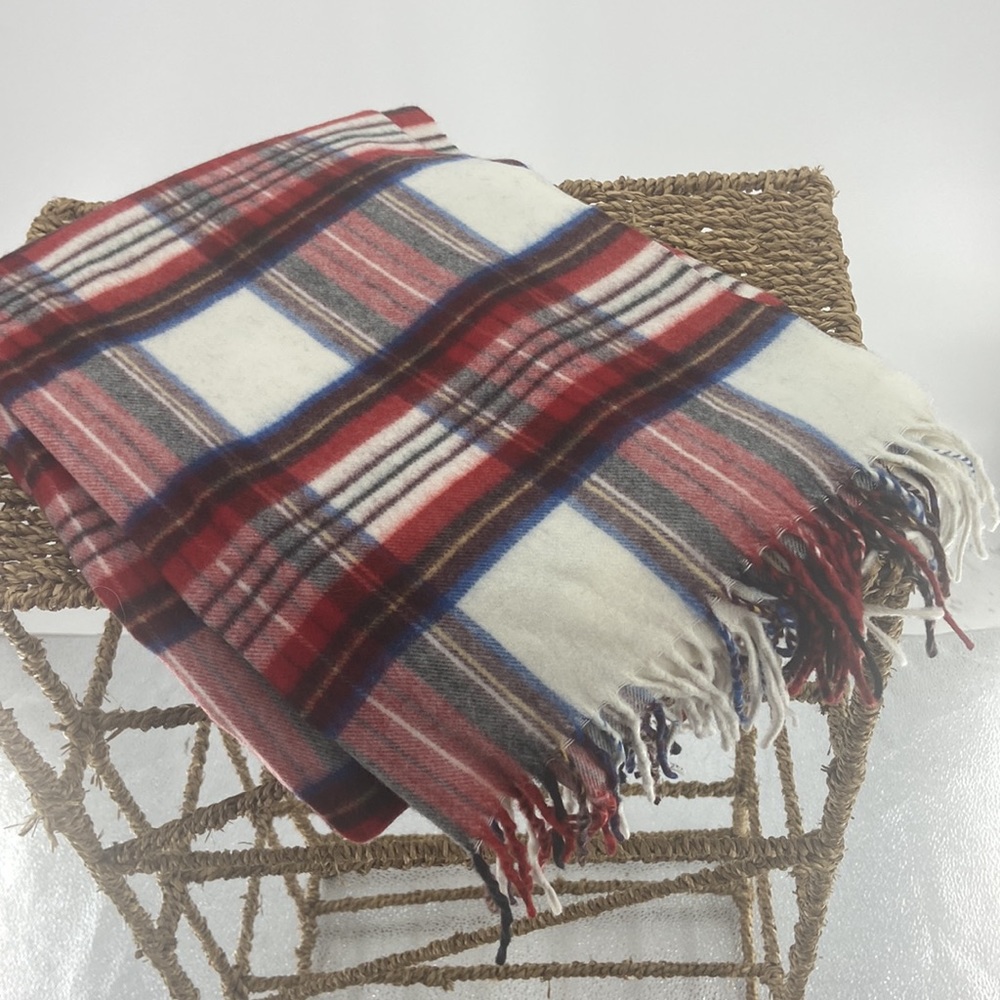 Charter Club plaid soft cozy long winter scarf with fringe